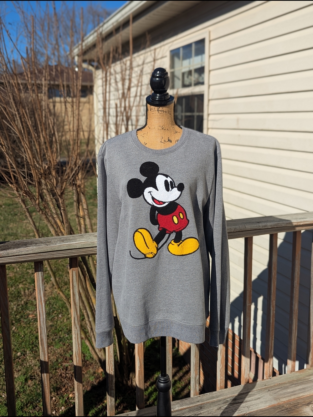 Gray Mickey Mouse Graphic Crewneck Sweatshirt